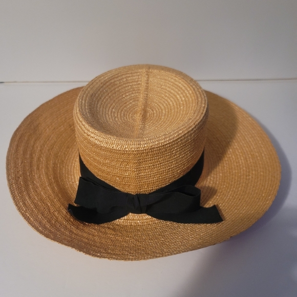 Vintage Jacki Straw/Panama Hat with Black Ribbon - Picture 4 of 6